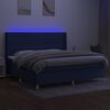 vidaXL Боксспринг легло с матрак и LED, синя, 200x200 см, плат