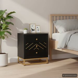 vidaXL Нощно шкафче, черно и златисто, 40х30х50 см, манго масив