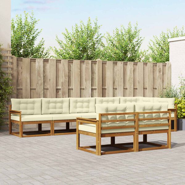 vidaXL Комплект дивани за открито 8 pcs Натурален и Крема