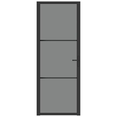 vidaXL Интериорна врата 76x201,5 см черна ESG стъкло и алуминий
