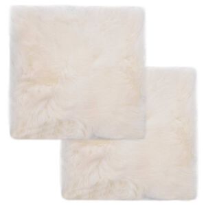 vidaXL Подложки за столове, 2 бр, бели, 40x40 см, естествена овча кожа