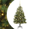 vidaXL Изкуствена коледна елха с хингед и шишарки Зелен 150 cm