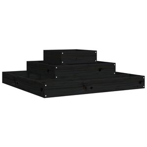 vidaXL Плантер, черен, 80x80x27 см, борово дърво масив