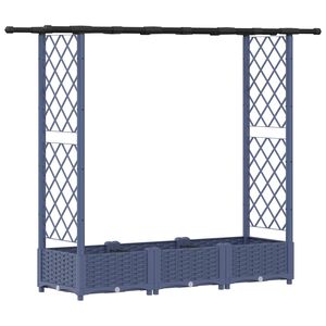 vidaXL Повдигнато легло с решетка и покривка Сиво 164 x 40 x 121 см ПП