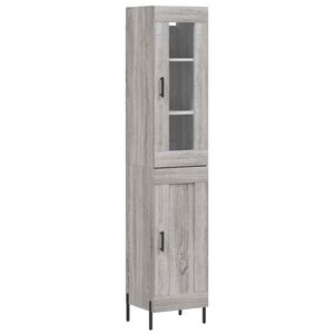 vidaXL Висок шкаф, сив сонома, 34,5x34x180 см, инженерно дърво