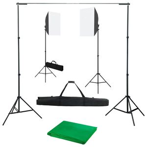 vidaXL Фотографски комплект за студио със софтбокс светлини и фон