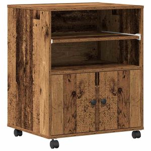 vidaXL Стойка за принтер Старо дърво 60 x 48 x 74 см Инженерно дърво