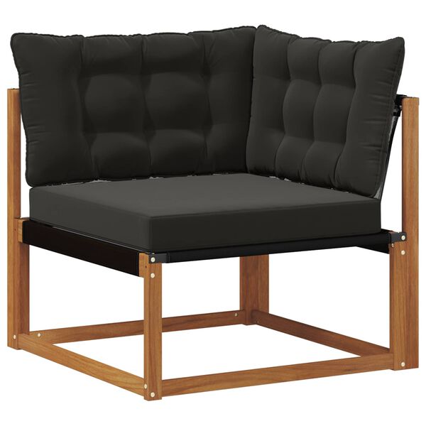 vidaXL Комплект дивани с възглавница 4 pcs Естествено и черно