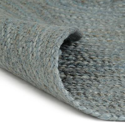 vidaXL Ръчно тъкан килим от юта, кръгъл, 120 см, маслиненозелен