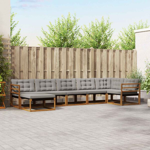 vidaXL Комплект дивани за открито 7 pcs Естествено и светло сиво