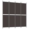 vidaXL Параван за стая, 4 панела, кафяв, 200x200 см, плат