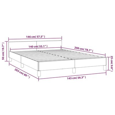 vidaXL Рамка за легло с табла, бяла, 140x200 см, изкуствена кожа