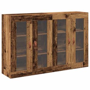 vidaXL Стенни шкафове 2 бр. Старо дърво 69,5 x 34 x 90 см