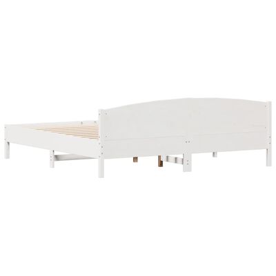 vidaXL Рамка за легло с табла, бяла, 200x200 см, бор масив