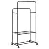 vidaXL Държач за дрехи с рафт с колело Черно 80 x 53 x 156 см