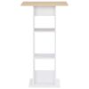 vidaXL Бар маса, бяло и сонома дъб, 60x60x110 см