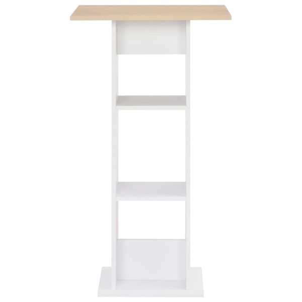vidaXL Бар маса, бяло и сонома дъб, 60x60x110 см