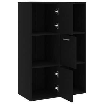 vidaXL Шкаф за съхранение, черен, 60x29,5x90 см, ПДЧ