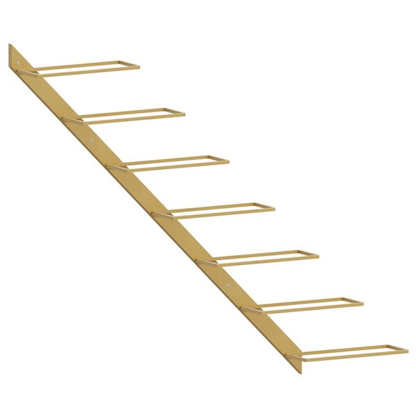 vidaXL Стойка за вино за 7 бутилки, стенен монтаж, златиста, метал