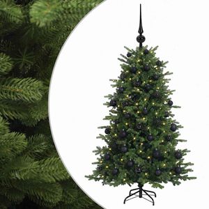 vidaXL Изкуствена коледна елха с топки 120 см 150 LED светодиода