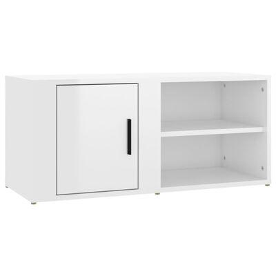 vidaXL ТВ шкаф, бял гланц, 80x31,5x36 см, инженерно дърво