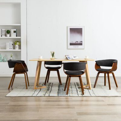 vidaXL Трапезни столове, 4 бр, сиви, извито дърво и текстил