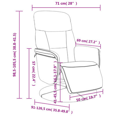 vidaXL Реклайнер стол с опора за крака, светлосив, кадифе