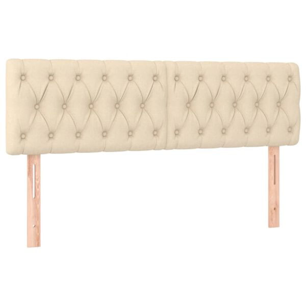 vidaXL Табла за легло, кремава, 160x7x78/88 см, плат