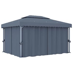 vidaXL Шатра със завеси, 4x3 м, антрацит, алуминий