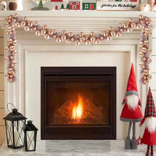 vidaXL Коледна гирлянда с топки Розово злато 186 см Полистирен