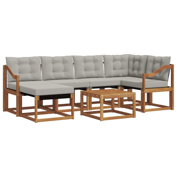 vidaXL Комплект дивани за открито 7 pcs Естествено и светло сиво