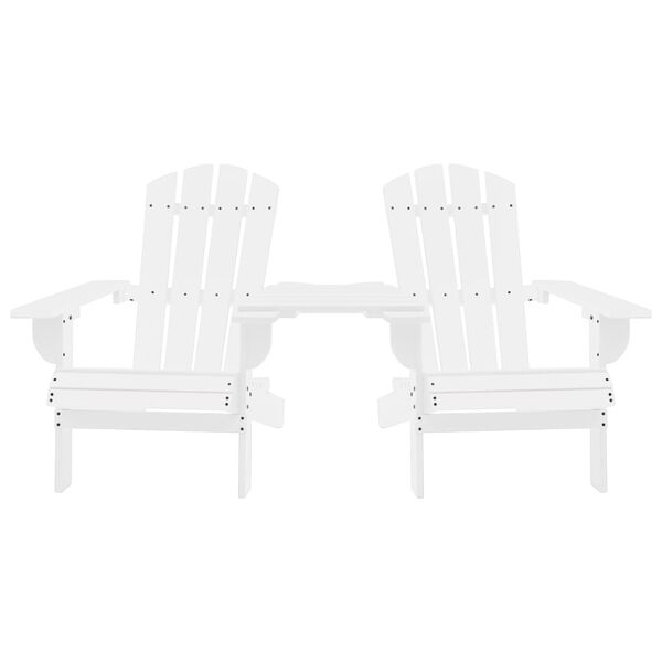 vidaXL Градински столове Адирондак с масичка за чай, чам масив, бели