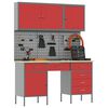 vidaXL Работен кабинет 8 pcs Червено Инженерна дървесина и стомана