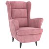 vidaXL Фотьойл Wingback с табуретка, розова, кадифе