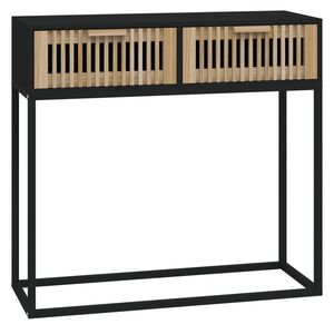 vidaXL Конзолна маса, черна, 80x30x75 см, инженерно дърво и желязо