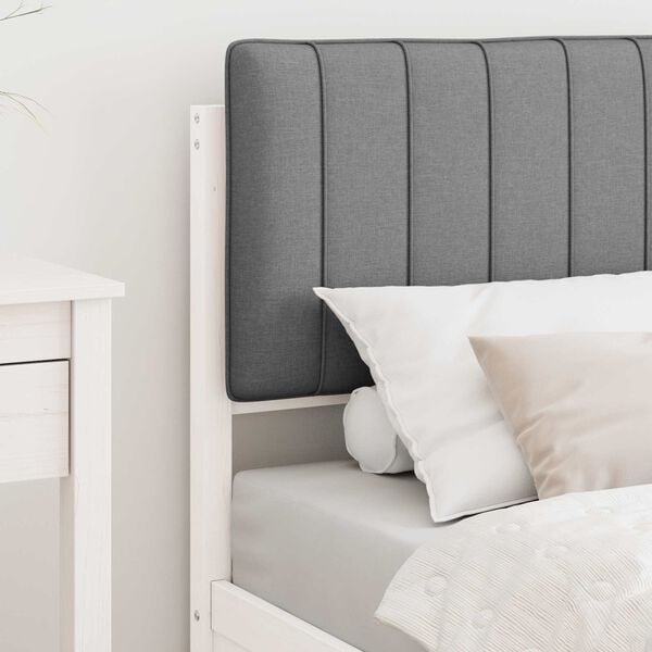 vidaXL Леглова рамка с тапицирана гръбна част Светлосиво 75 x 190 cm