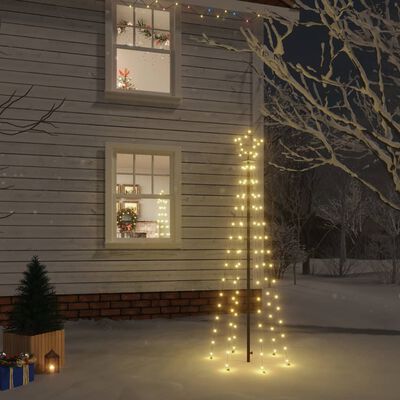 vidaXL Коледна елха с шип, топло бяло, 108 LED, 180 см