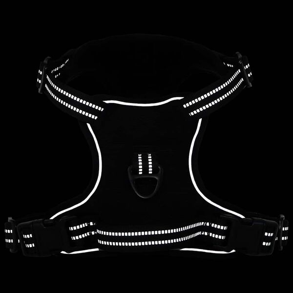 vidaXL Кучешки нагръдник с отразяващи ивици регулируем черен S