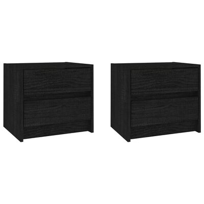 vidaXL Нощни шкафчета 2 бр черни 40x30,5x35,5 см борово дърво масив