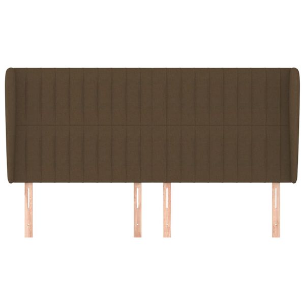 vidaXL Горна табла за легло с уши, тъмнокафява, 163x23x118/128см, плат