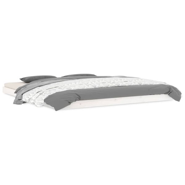 vidaXL Рамка за легло, бяла, бор масив, 180x200 см, Super King