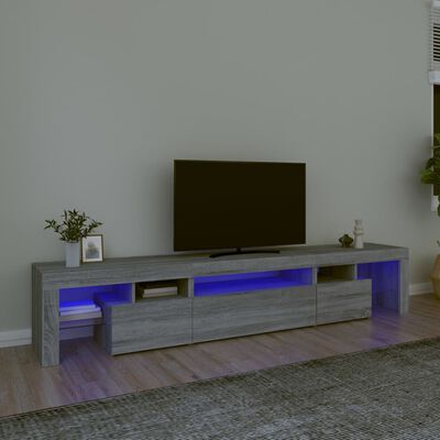 vidaXL ТВ шкаф с LED осветление, сив сонома, 215x36,5x40 см