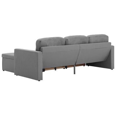 vidaXL 3-местен модулен диван легло, светлосив, текстил