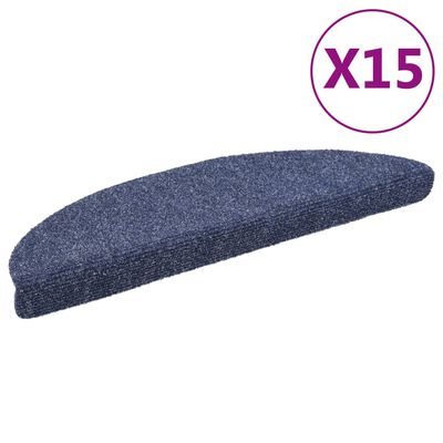 vidaXL Самозалепващи стелки за стъпала, 15 бр, 56x17x3 см, сини