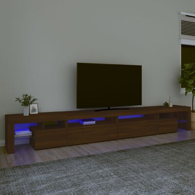 vidaXL ТВ шкаф с LED осветление, кафяв дъб, 290x36,5x40 см