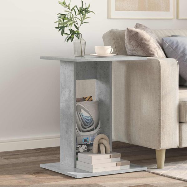 vidaXL Странична маса Циментено сиво 45 x 40 x 62,5 см Инженерно дърво