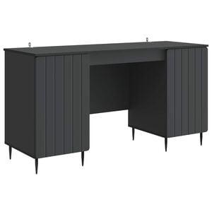 vidaXL Бюро с рафт Черно 142,5 x 50 x 75 см Инженерна дървесина