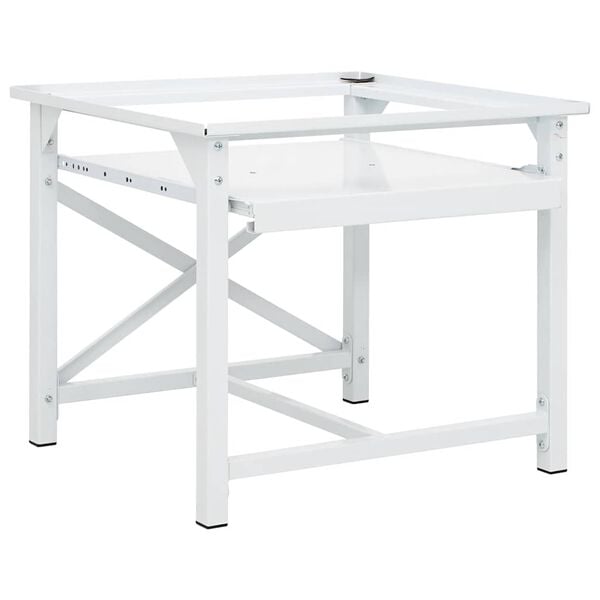 vidaXL Поставка за пералня с издърпващ се рафт, бяла