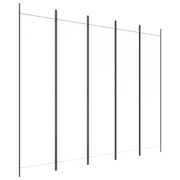 vidaXL Параван за стая, 5 панела, бял, 250x200 см, текстил