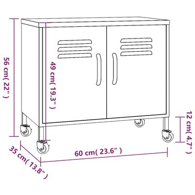 vidaXL Шкаф за съхранение, горчица, 60x35x56 см, стомана